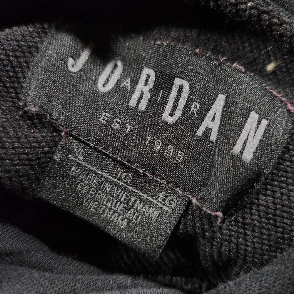 Vintage Nike Air Jordan Hoodie Sweatshirt Men XL Black Jumpman Pullover Monogram